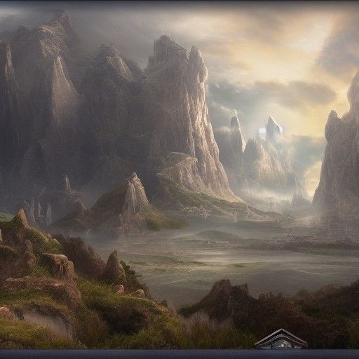 Detailed Matte Painting of Powerful Gods
