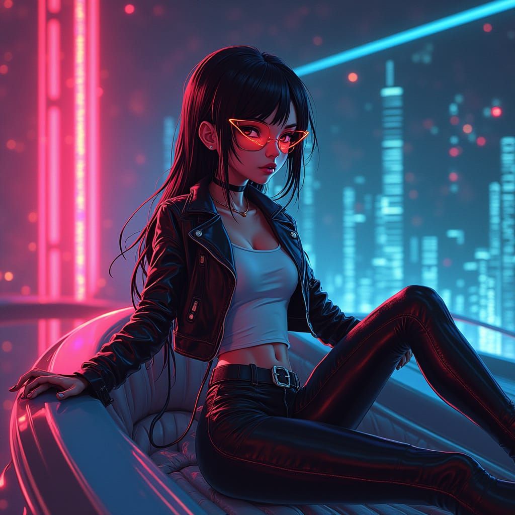 Petite Cybernaut Pirate Sailing Cyberspace in Neo-Cubist Sty...