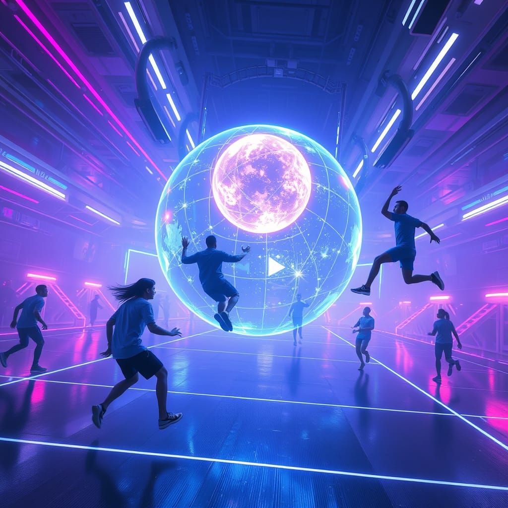 Futuristic Floating Sports Game with Energy Ball