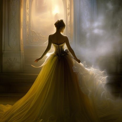 Ethereal Castle Piano Scene with Bioluminescence