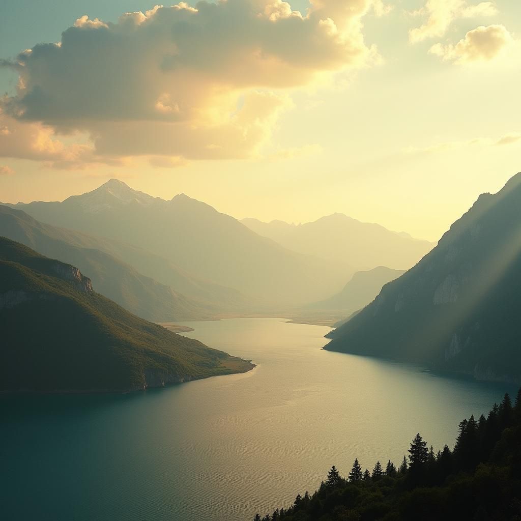 Majestic Mountain Landscape at Golden Hour