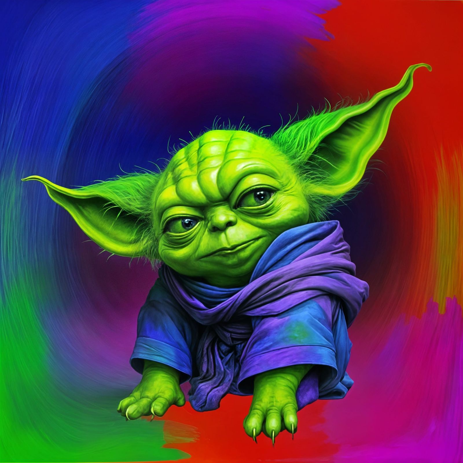 Psychedelic Yoda in Vibrant Colors