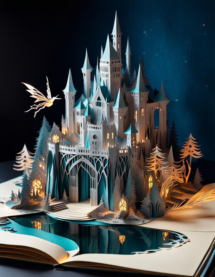 Intricate Fairy Castle Pop-Up Book Art