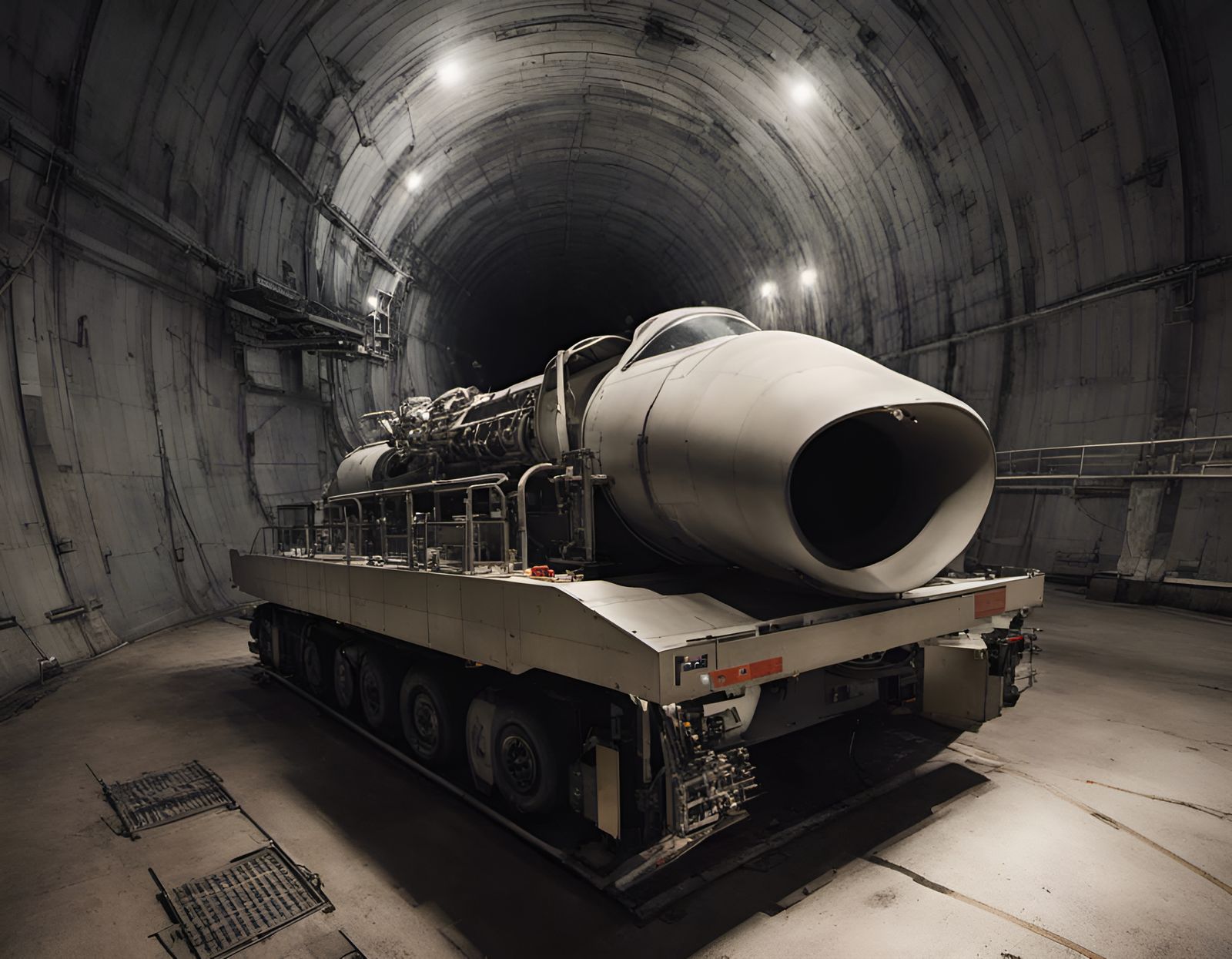 Missile on Launch Pad at Tunnel's End