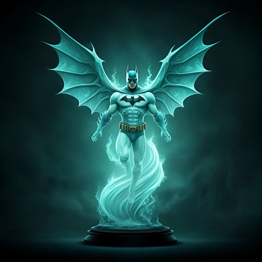 Batman Patronus Shield: Dark Knight Silhouetted in Turquoise...