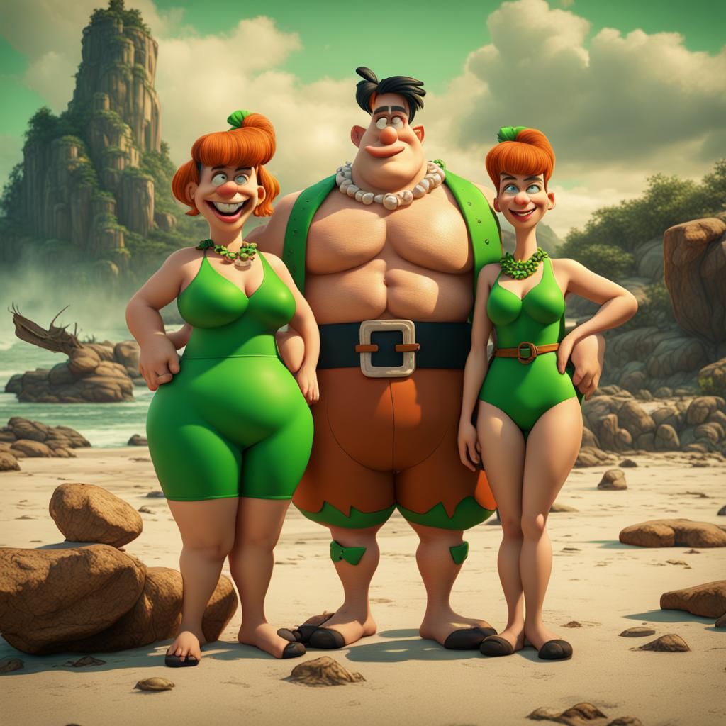 Flintstones Beach Day: Detailed Matte Painting