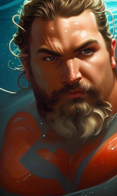 Aquaman Superhero Portrait in Hyperdetailed Style