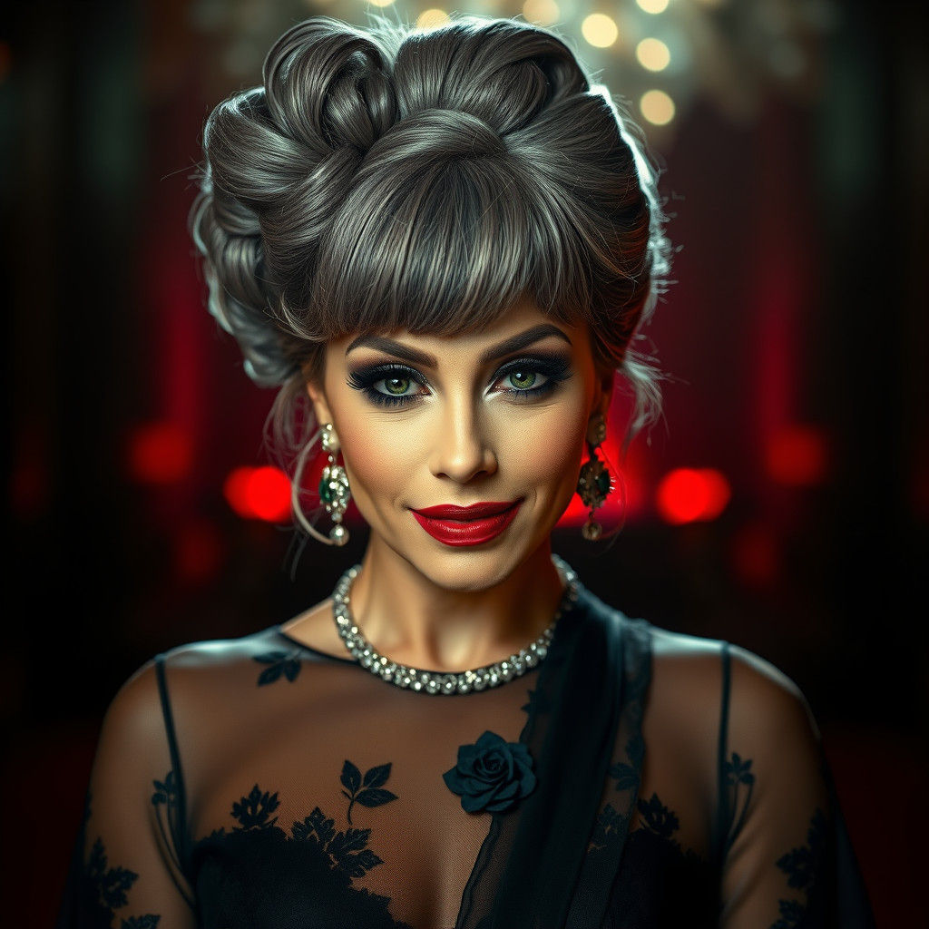 Glamorous Woman in Lavish Attire, Photorealistic Style