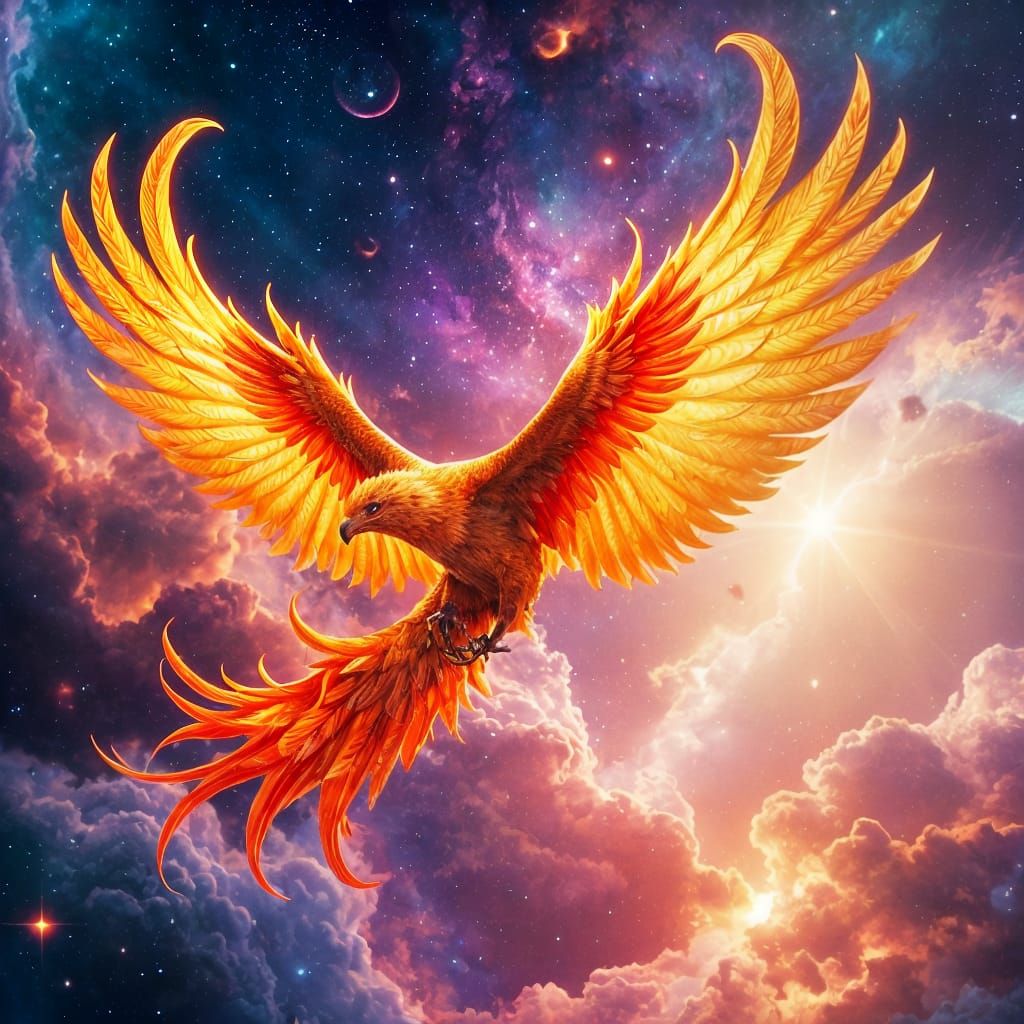 Majestic Phoenix in a Vibrant Nebula