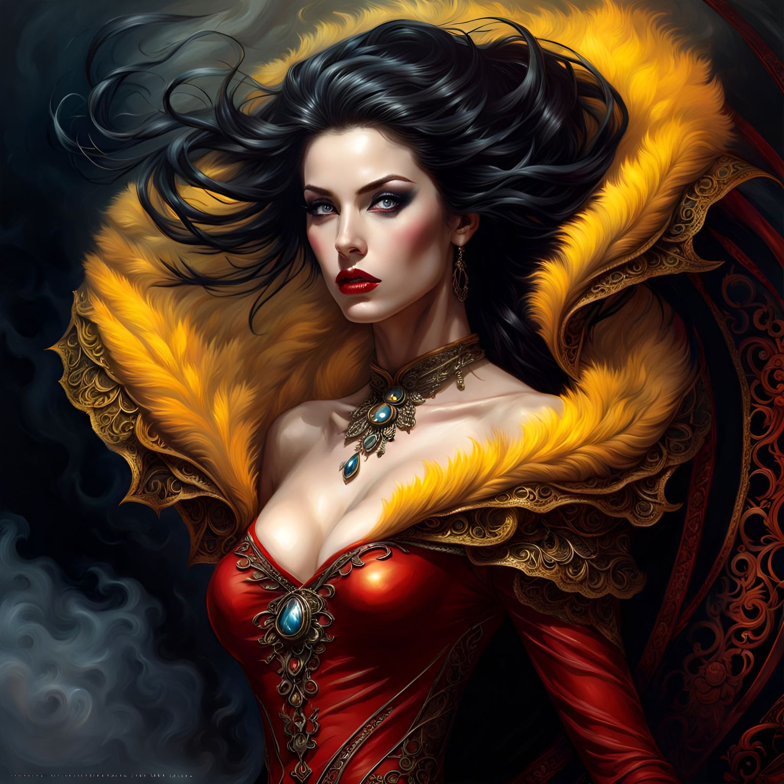 Gothic Woman in Smoke: Fantasy Magazine Cover Art