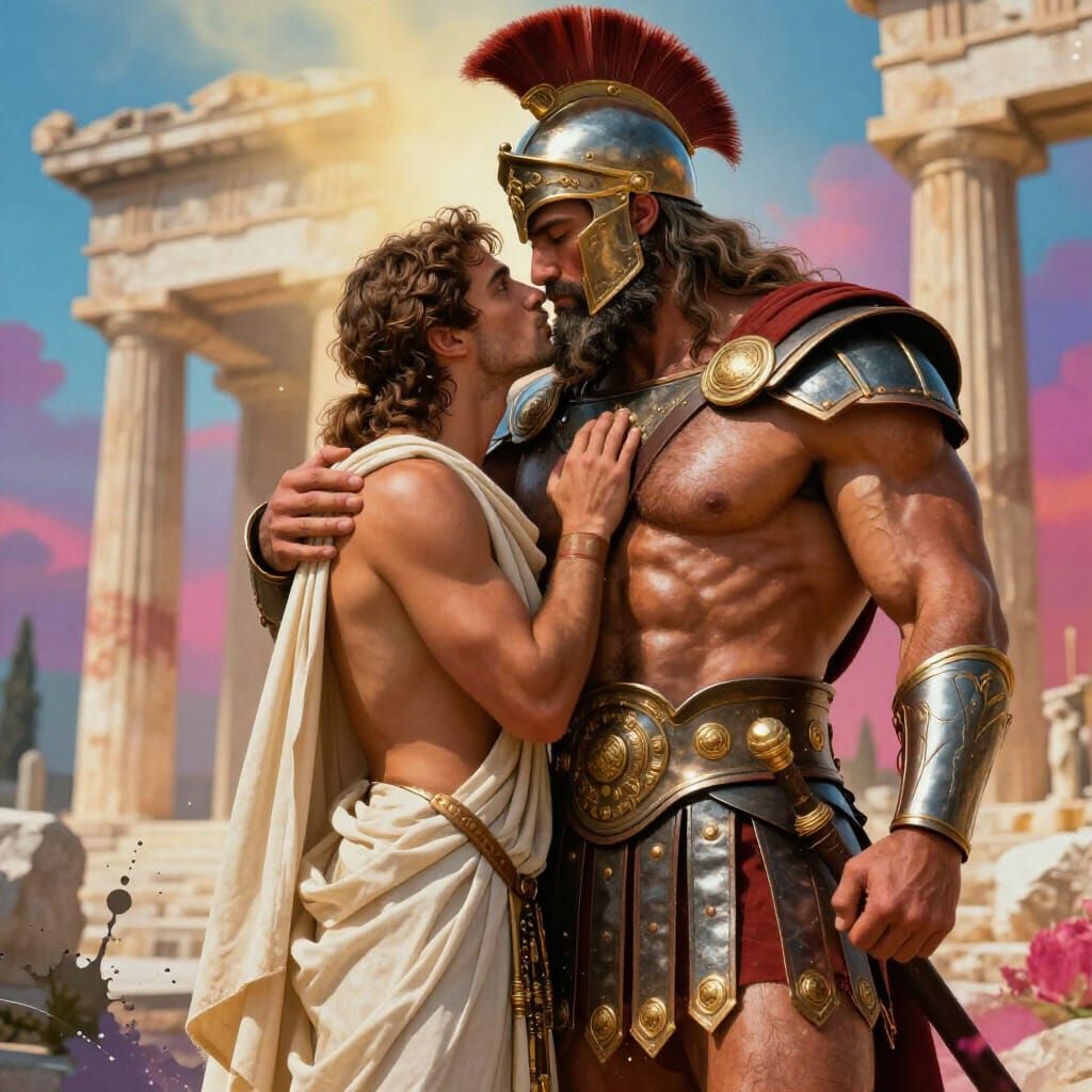 Muscular Greek Warrior on Mars in Love
