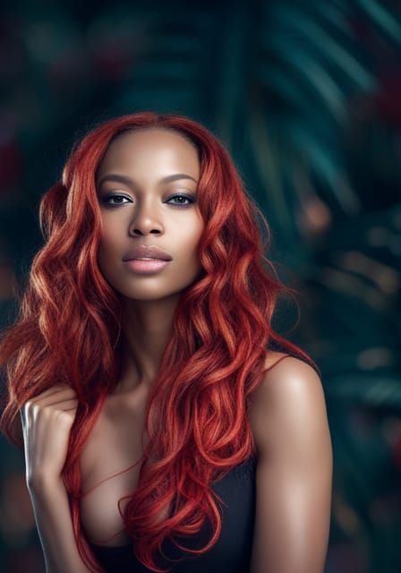 Hyperrealistic Portrait of a Red-Haired Supermodel