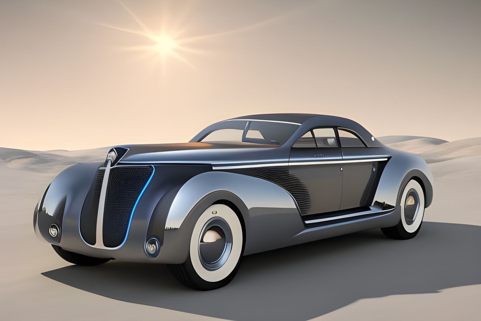 Futuristic 1939 Duesenberg Coupe on the Moon