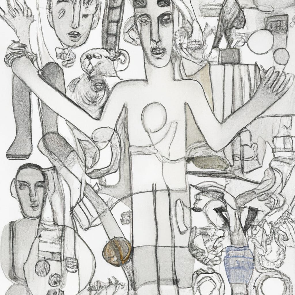 Surreal Figure Drawing in the Style of Cubism