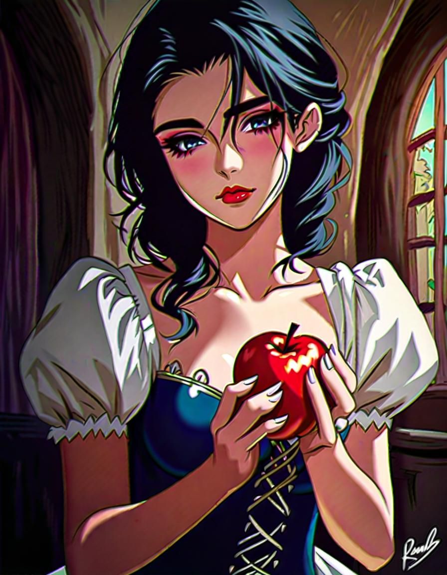 Snow White with Apple in Romanticism Style