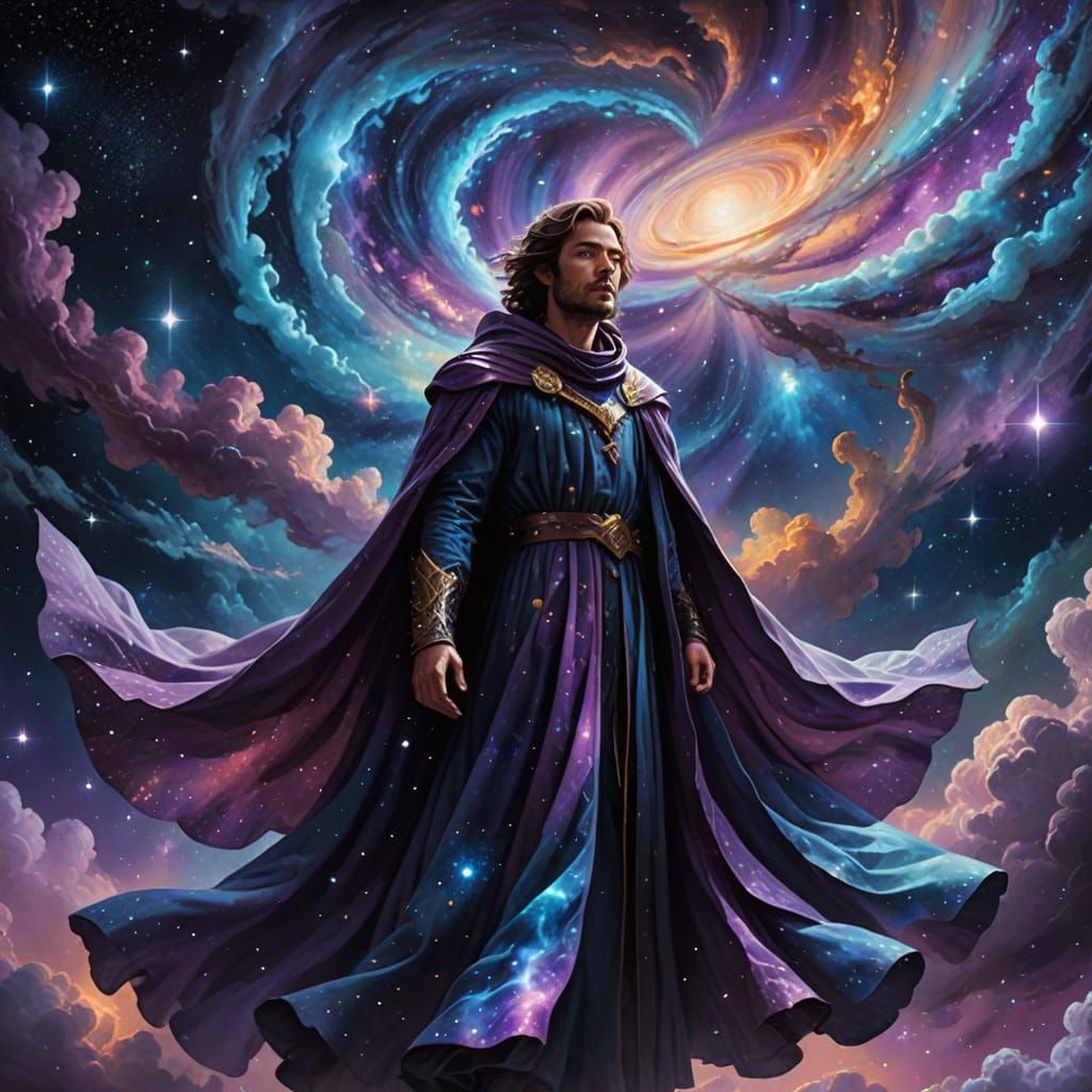 Celestial Being in Vibrant Oil Painting