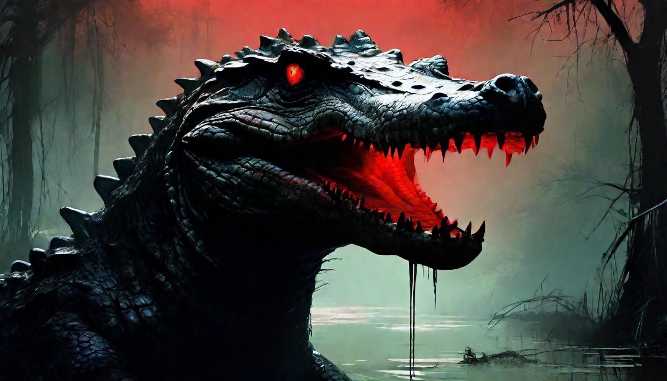 Eerie Crocodile Portrait in Dark Fantasy Style