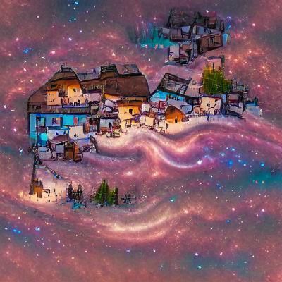 Milky Way Over Winter Village Nightscape