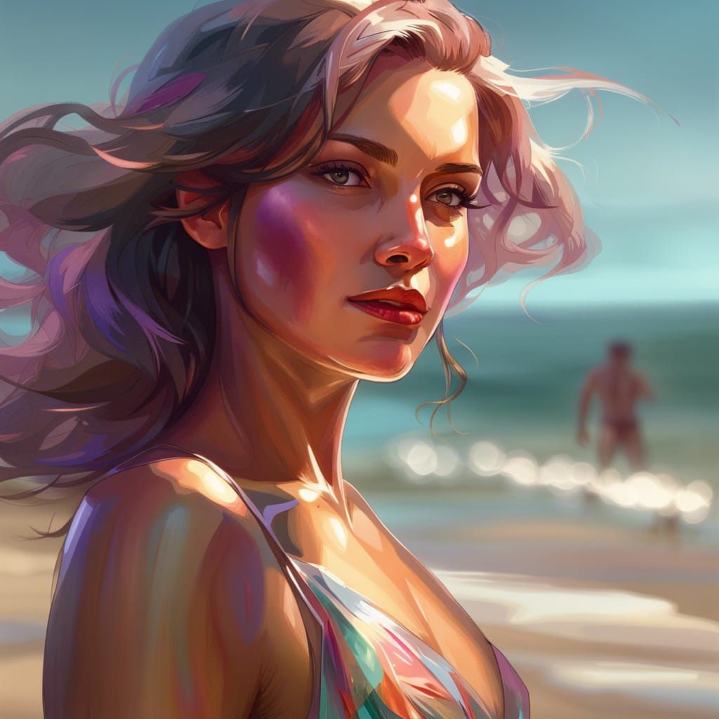 Satin Bikini Portrait in Art Nouveau Style