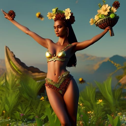 Floral Bikini Fairy: Detailed Fantasy Art