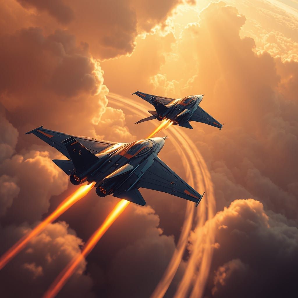 Aerodynamic Showdown in Neon-Toned Skies