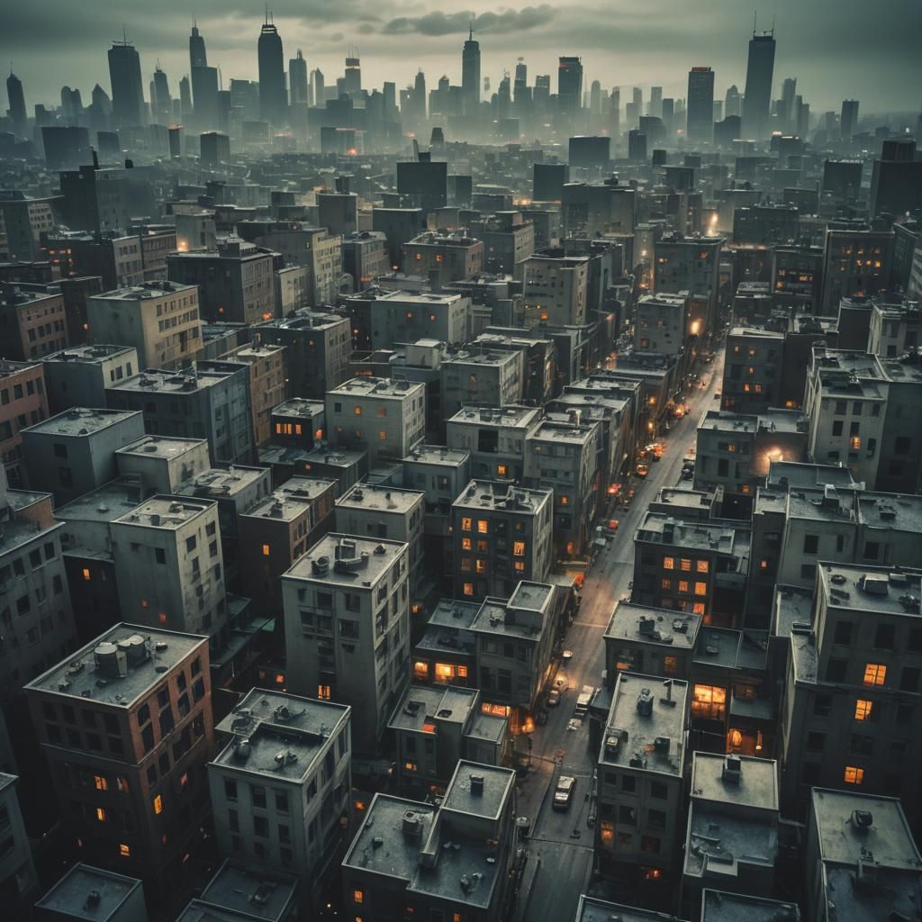 Surreal Googly Eye Cityscape in Cinematic Style