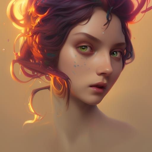 Slime Girl Portrait in Hyperdetailed Digital Art Style