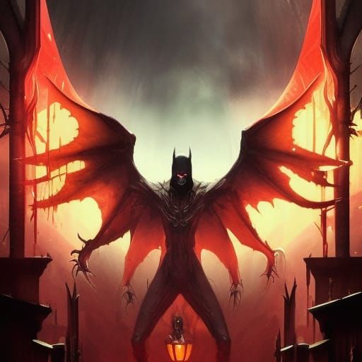 Evil Batman with Red Eyes: Gothic Dark Fantasy