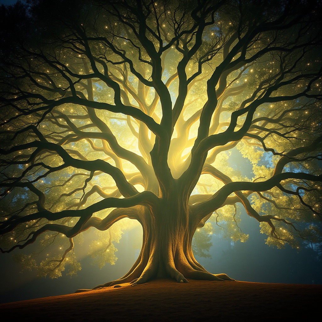 Luminous Oak Tree: A Cinematic Vision