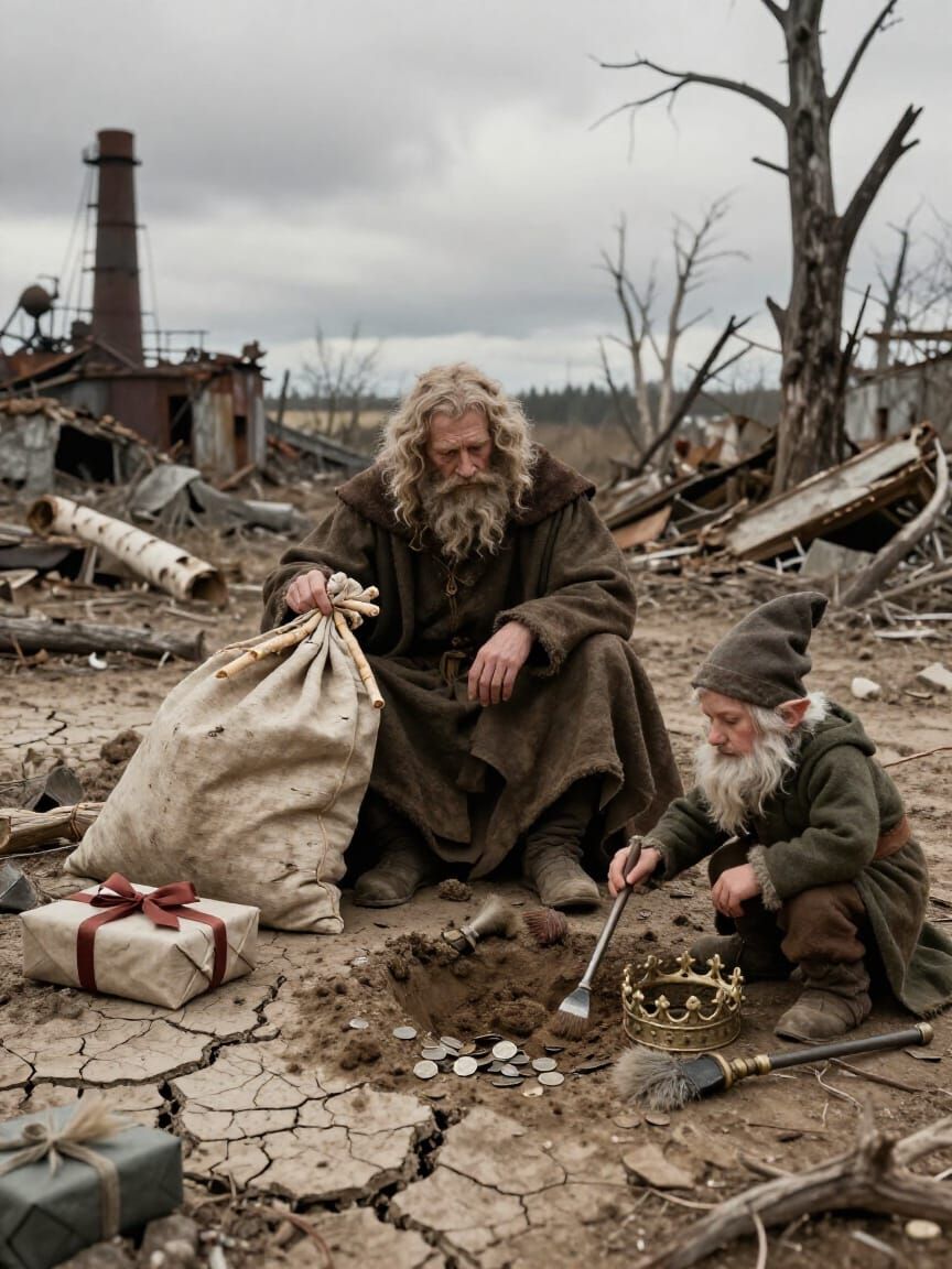 Saint Nicholas in Ruined Landscape with Elves