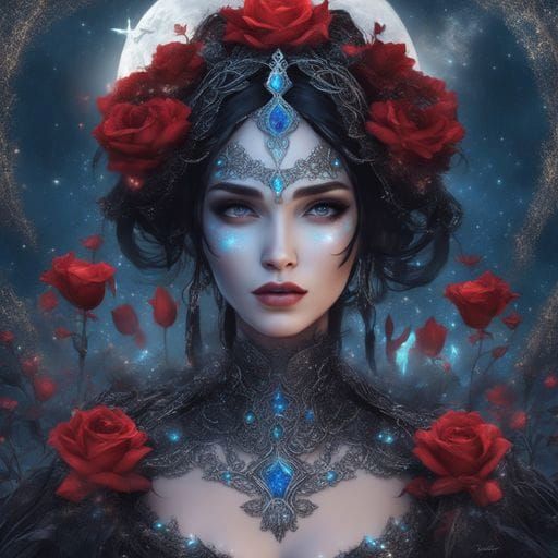 Gothic Edwardian Princess with Starry Sky, Royo Style