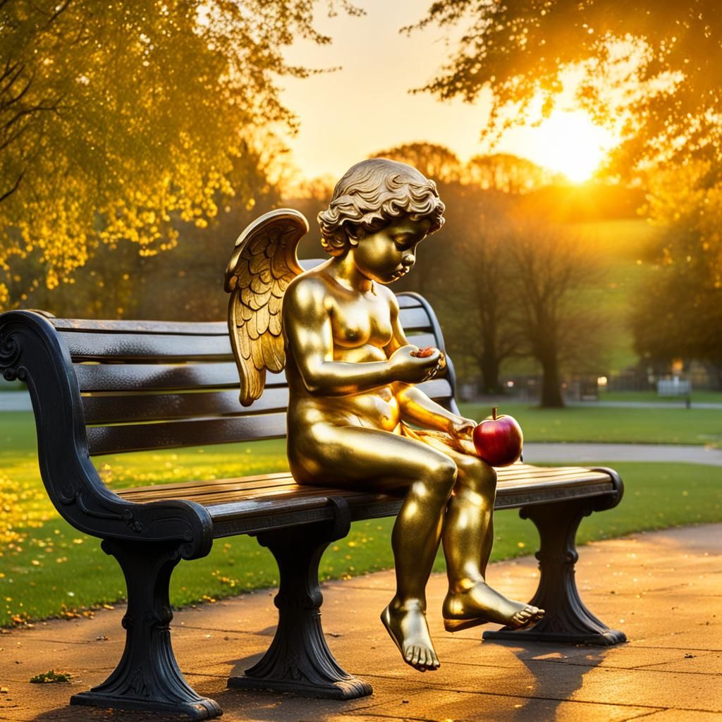 Golden Cherub at Sunset