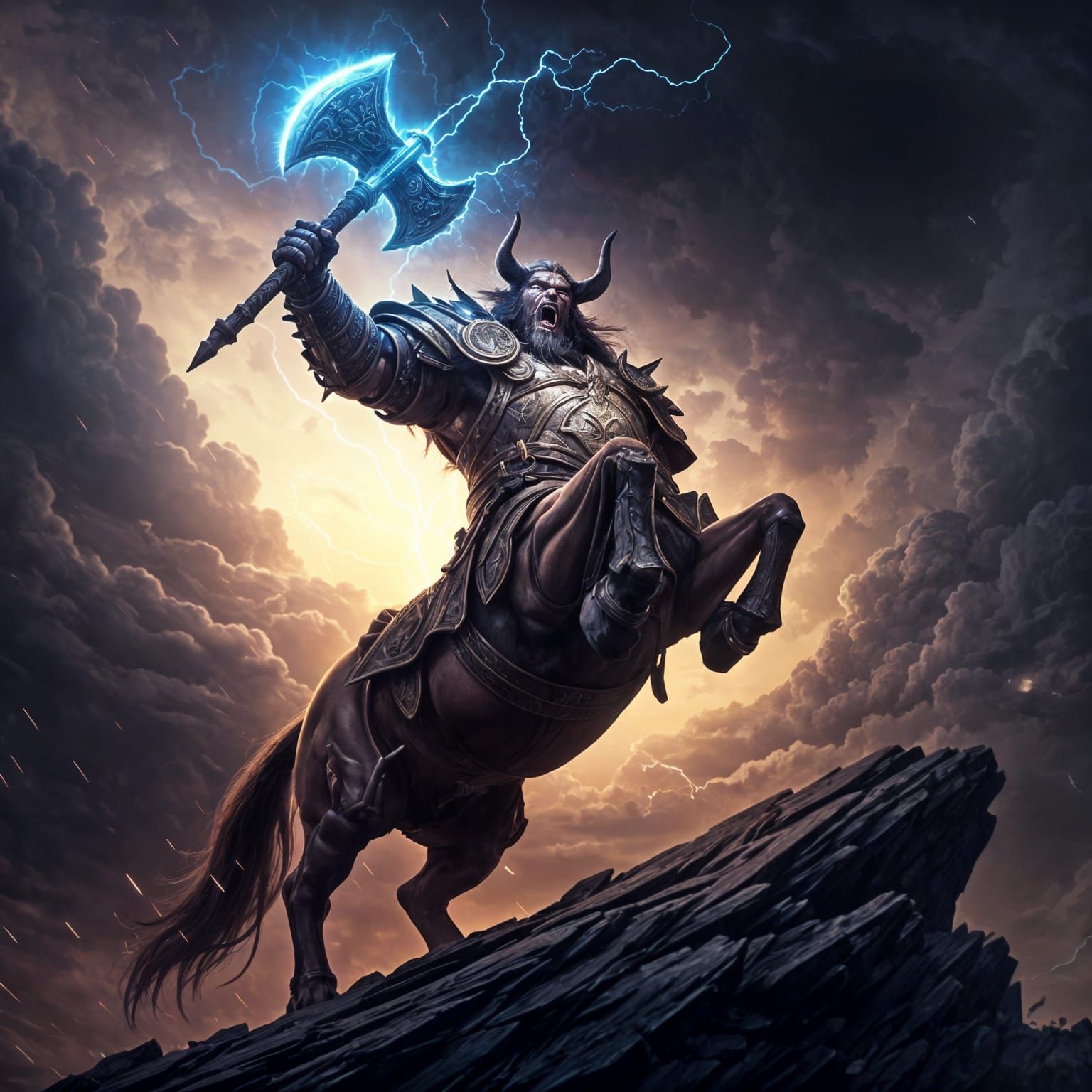 Armored Centaur Warrior in Dark Fantasy Style