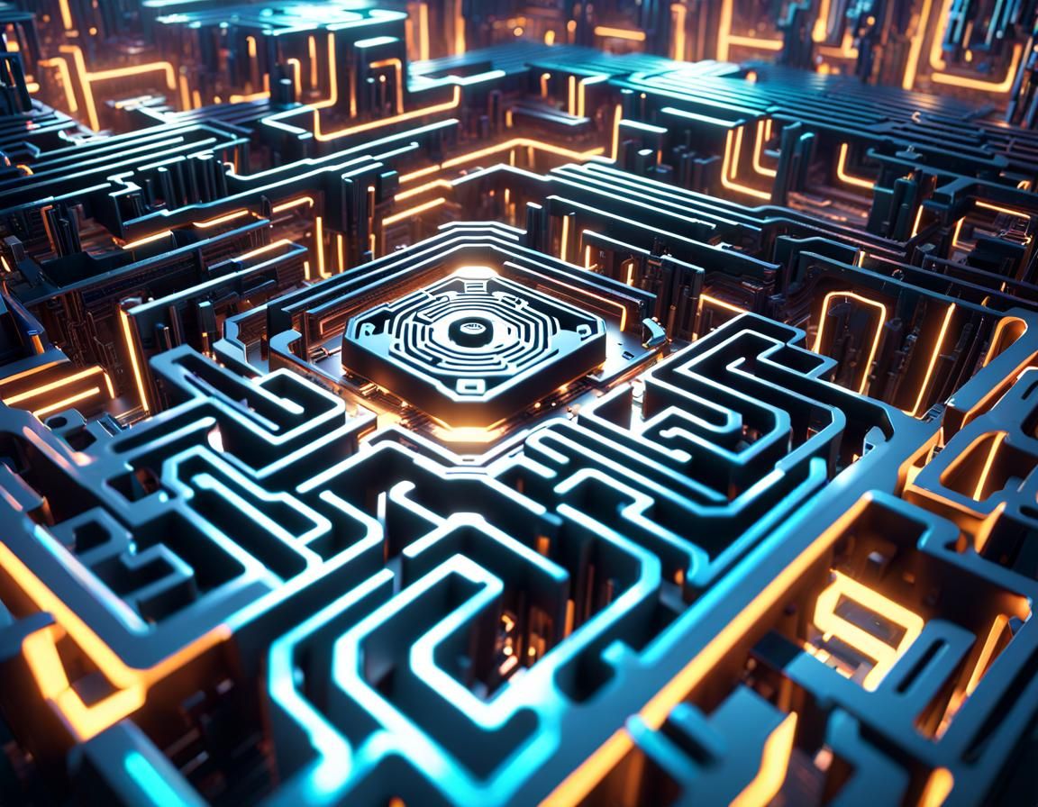 Intricate 3D Fractal Maze with Iridescent Details
