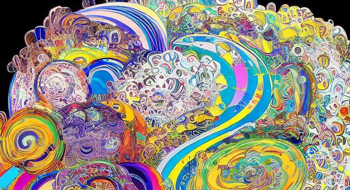 Kaleidoscopic Garden Landscape in Pop Art Style