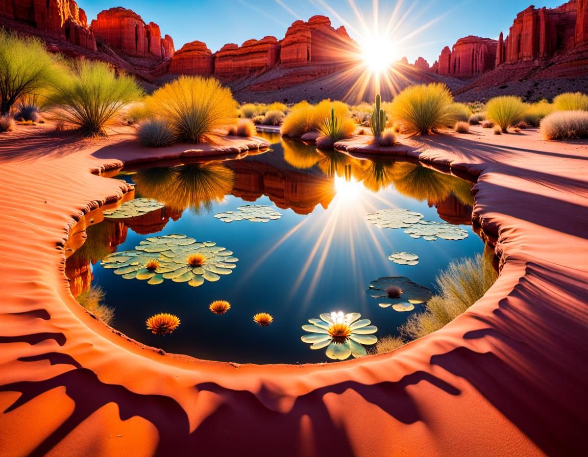 Maximalist Arizona Desert Mirrored in Pond