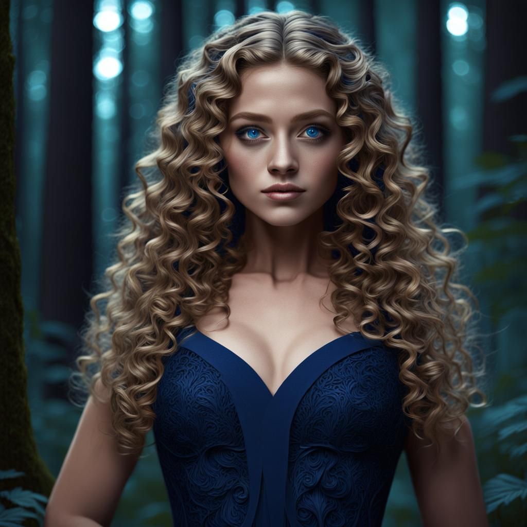 Beautiful Girl in Forest: Detailed Matte Painting
