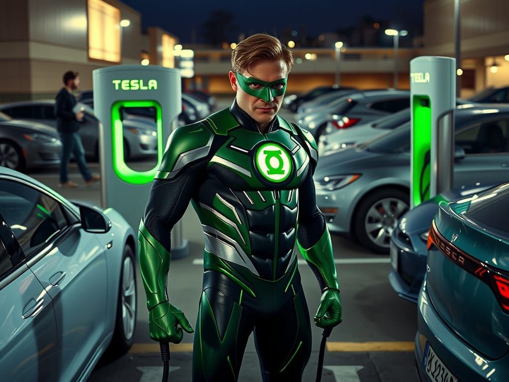 Superhero Charging Up in Everyday World
