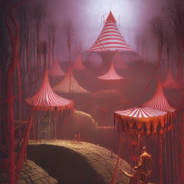 Steampunk Circus Tent: A Digital Oil Painting