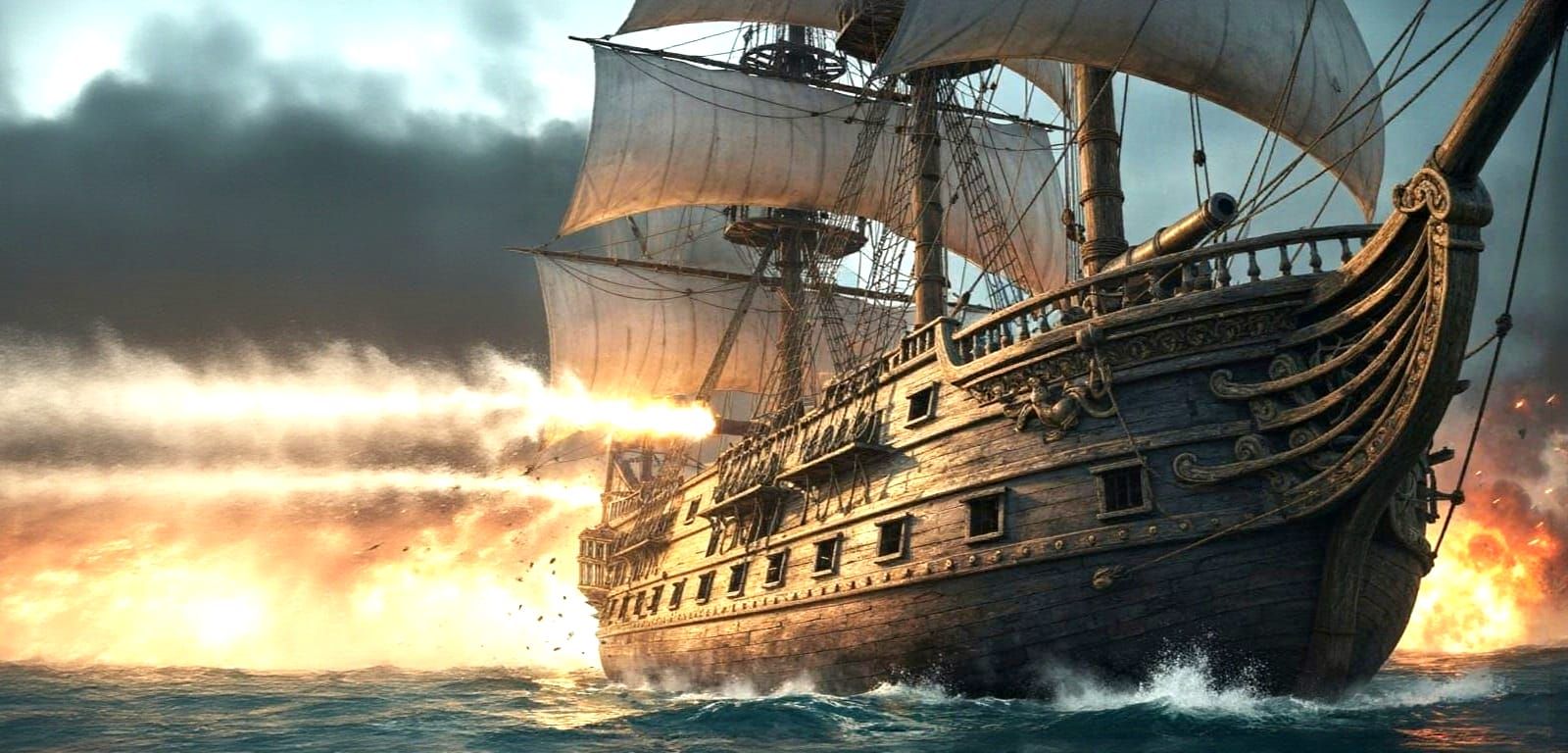 Pirate Ship in Epic Naval Cannon Battle