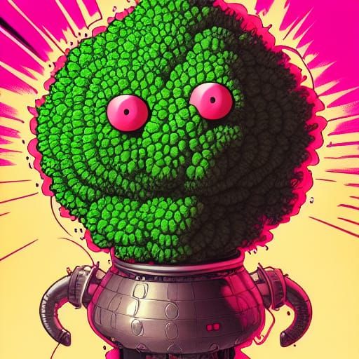 Broccoli Knight Portrait in Comic Book Style