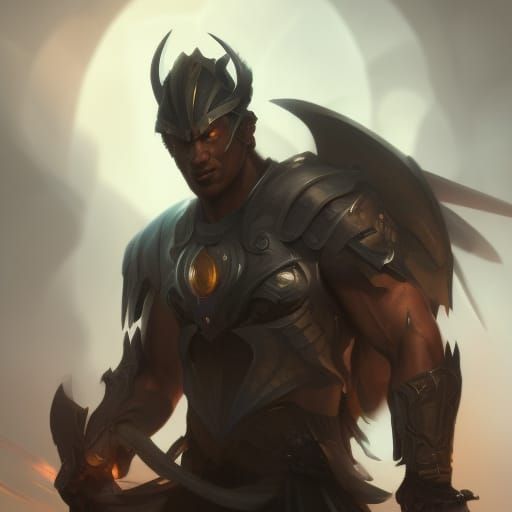 Armored Archangel Warrior Portrait in Dark Fantasy Style