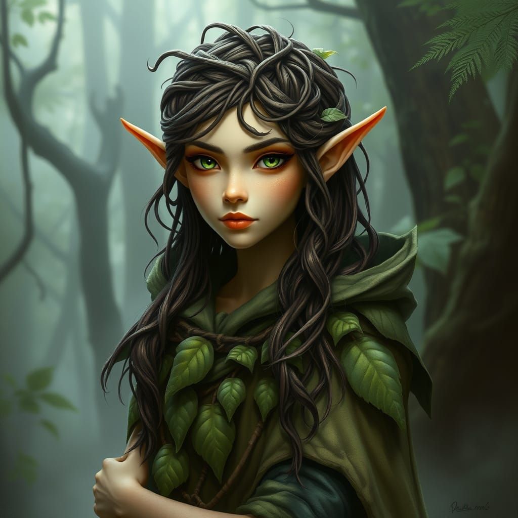 Ethereal Wood Elf Maiden in Enchanted Forest