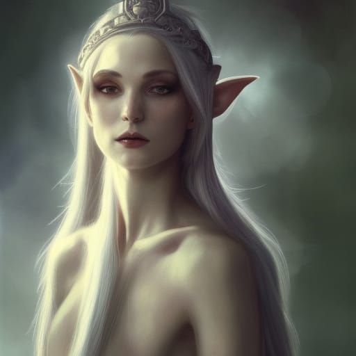 Fantasy Elf Druid Woman Portrait in High Gothic Style