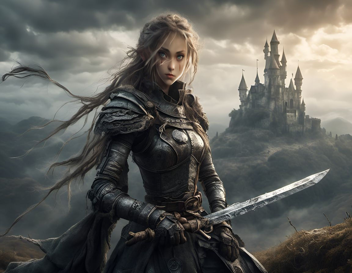 Furious Joan of Arc in Post-Apocalyptic Anime Style