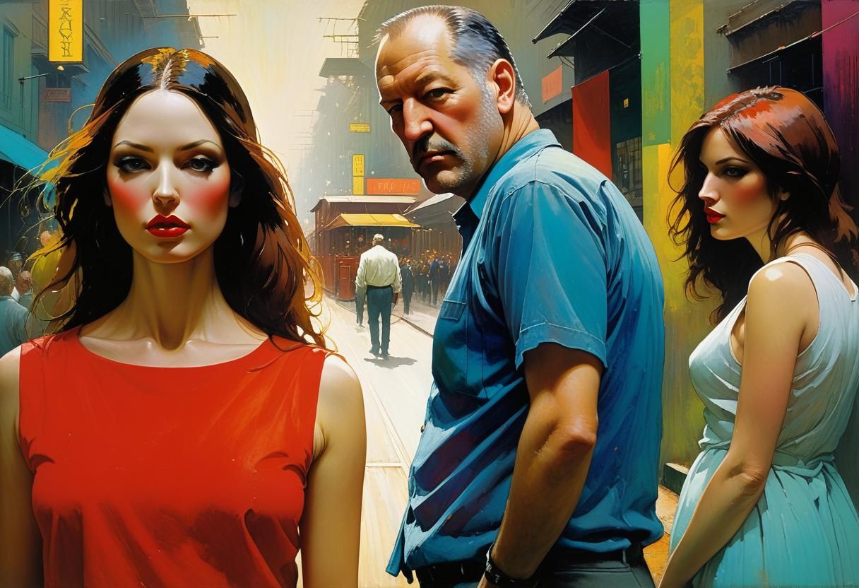 Expressionist Painting of Distracted Older Man