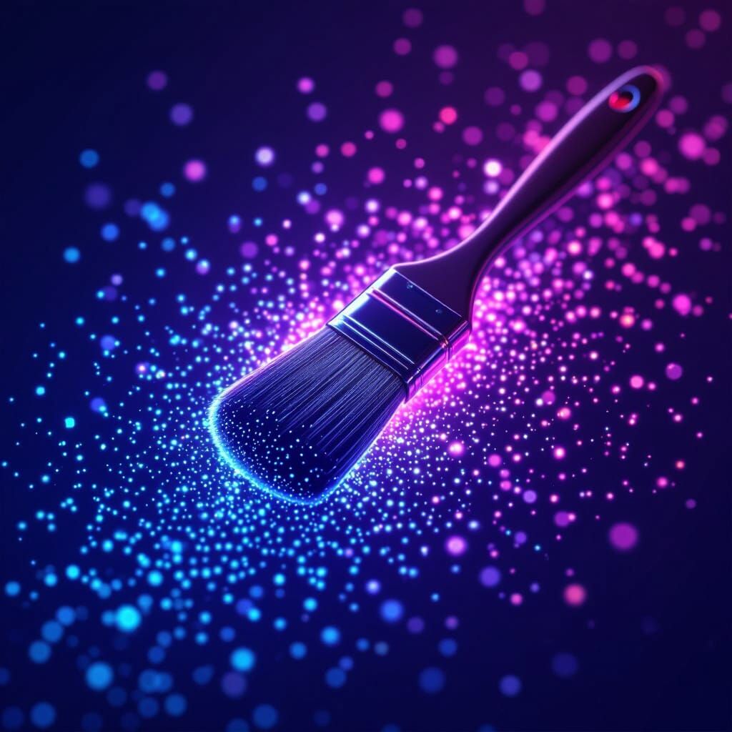 Paintbrush Dissolving: Elegant Cyberpunk Art