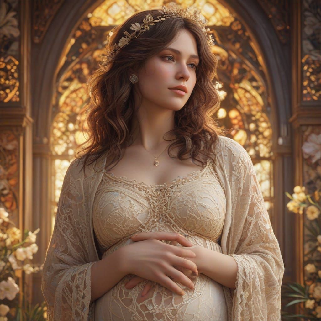 Serene Motherhood in Ethereal Beauty