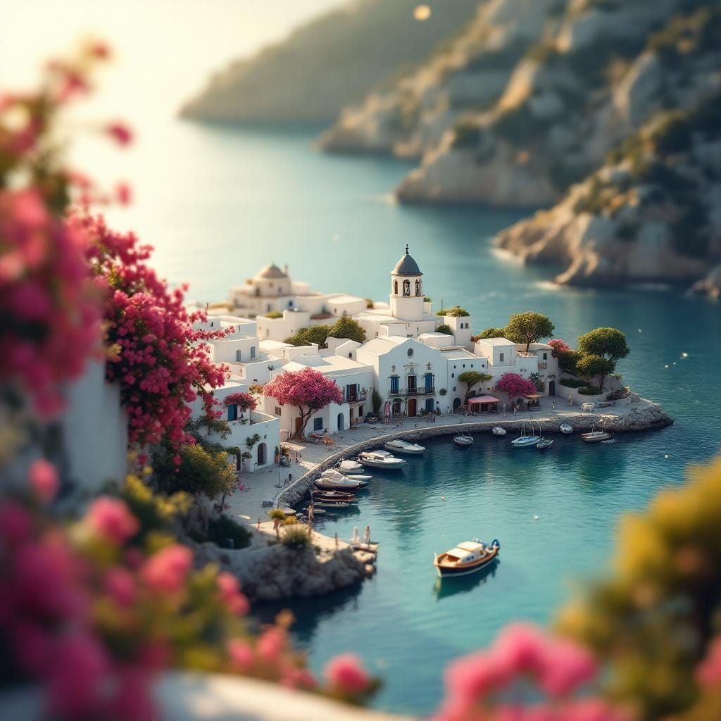 Miniature Mediterranean Seaside Town in Summer Light