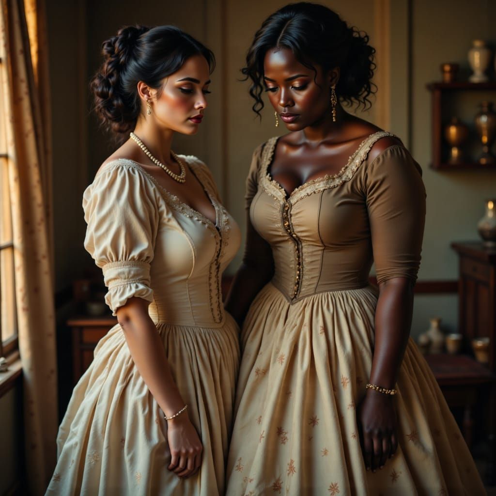 Southern Belle's Heartfelt Embrace in Antebellum America